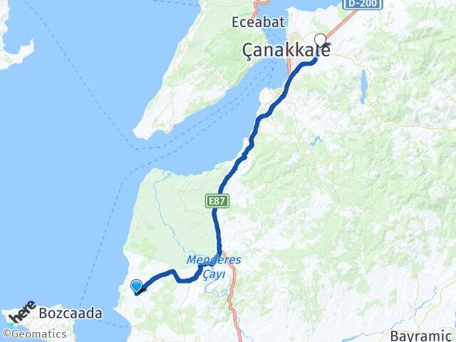 Kumburun Çanakkale Otogarı Arası Kaç Km - Yol Tarifi