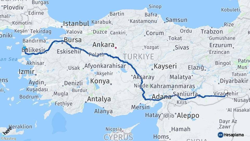 Çanakkale Ezine Mardin Arası Kaç Km - Yol Haritası