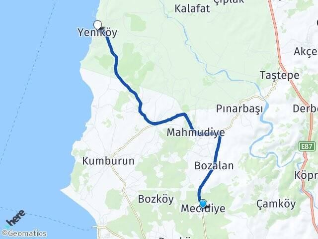 Mecidiye Yeniköy Arası Kaç Km - Yol Tarifi