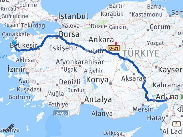 Çanakkale Ezine Osmaniye Arası Kaç Km - Yol Haritası