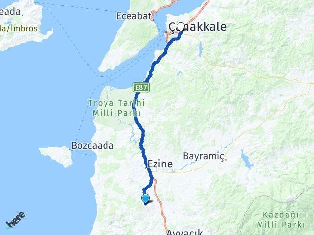 Sarpdere Çanakkale Otogarı Arası Kaç Km - Yol Tarifi