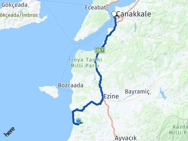 Tavaklı Çanakkale Feribot İskelesi Arası Kaç Km - Yol Tarifi