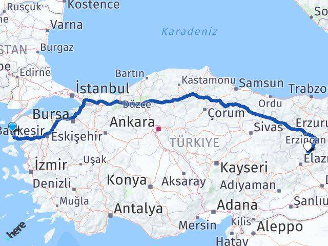 Çanakkale Ezine Tunceli Arası Kaç Km - Yol Haritası