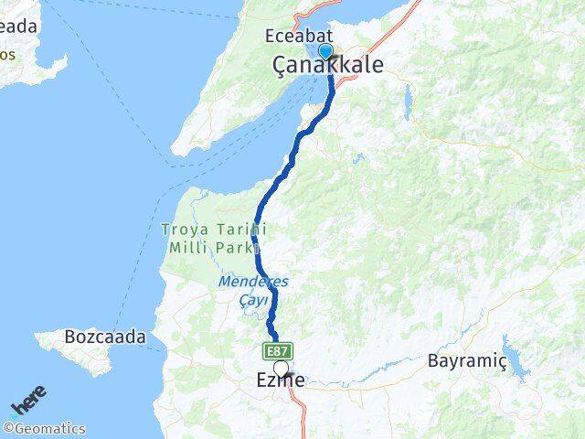 Çanakkale Feribot İskelesi Ezine Arası Kaç Km - Yol Tarifi