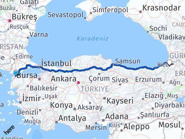 Çanakkale Gelibolu Artvin Arası Kaç Km - Yol Haritası