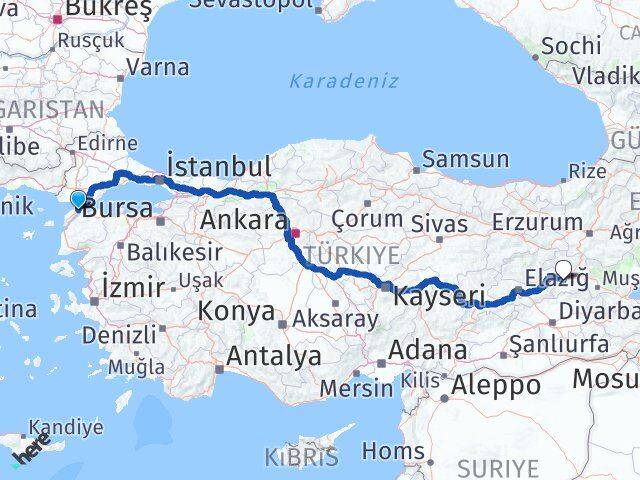 Çanakkale Gelibolu Bingöl Arası Kaç Km - Yol Haritası
