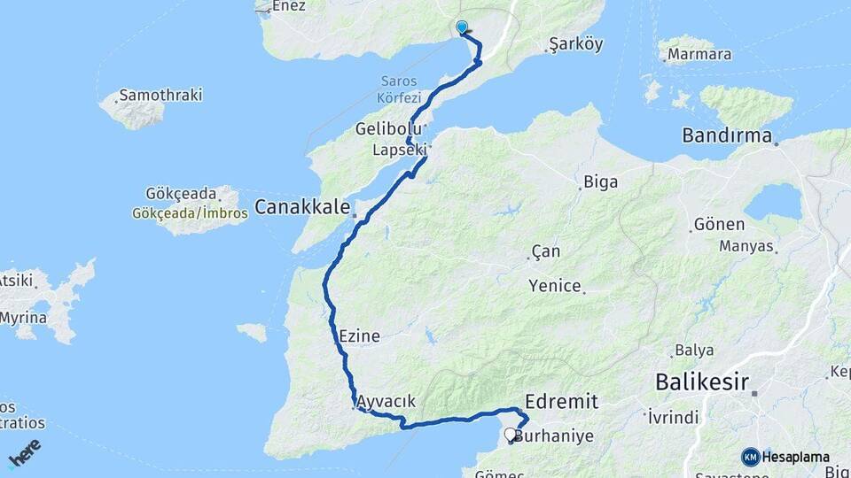 Kocaçeşme Burhaniye Arası Kaç Km - Yol Tarifi