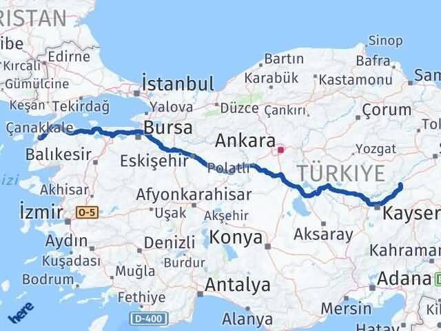 Çanakkale Gemerek Sivas Arası Kaç Km - Yol Haritası