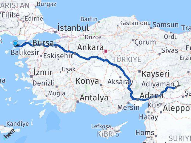 Çanakkale Gökçeada Adıyaman Arası Kaç Km - Yol Haritası