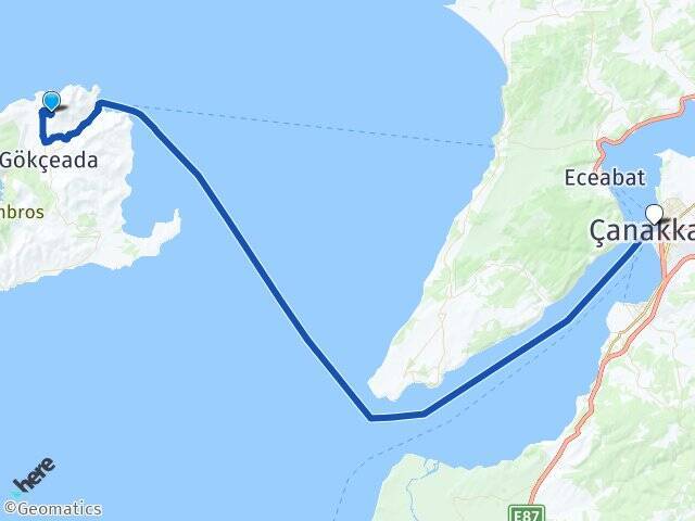 Bademli Çanakkale Feribot İskelesi Arası Kaç Km - Yol Tarifi