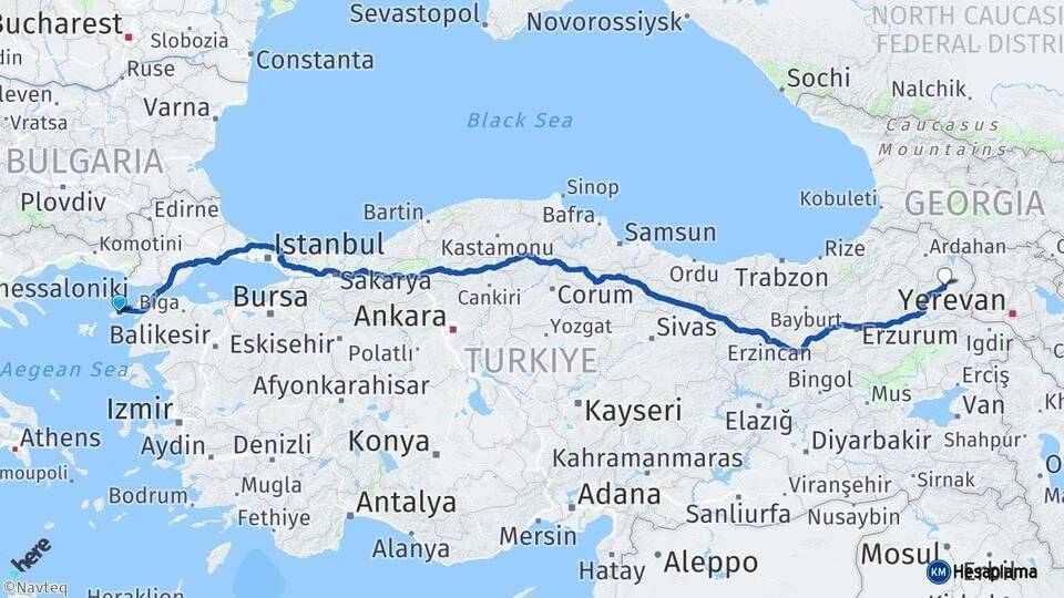 Çanakkale Gökçeada Kars Arası Kaç Km - Yol Haritası