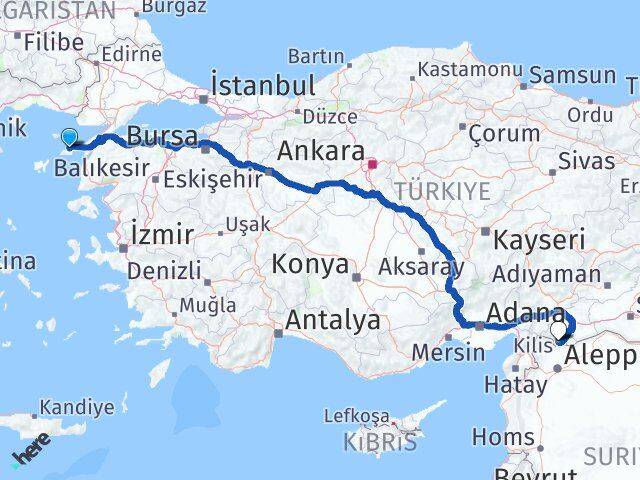 Çanakkale Gökçeada Kilis Arası Kaç Km - Yol Haritası