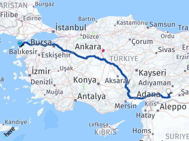 Çanakkale Halfeti Şanlıurfa Arası Kaç Km - Yol Haritası