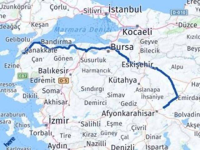 Çanakkale İscehisar Afyonkarahisar Arası Kaç Km - Yol Haritası