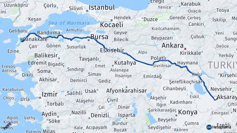 Çanakkale Karacaören Arası Kaç Km - Yol Haritası