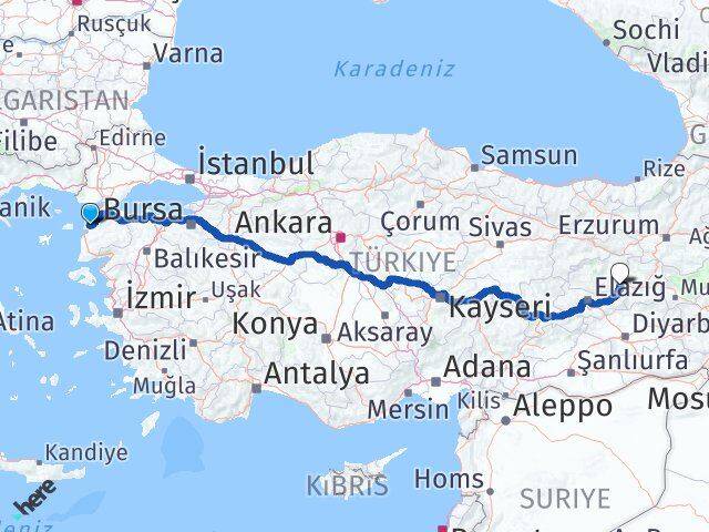 Çanakkale Karakoçan Elazığ Arası Kaç Km - Yol Haritası
