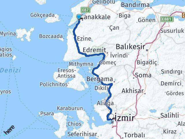 Çanakkale Karşıyaka Arası Kaç Km - Yol Tarifi