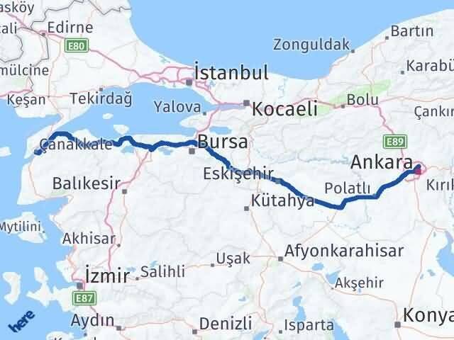 Çanakkale Keçiören Ankara Arası Kaç Km - Yol Haritası