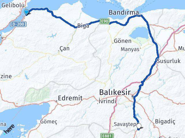 Çanakkale Lapseki Akçakısrak Sındırgı Balıkesir Arası Kaç Km - Yol Haritası