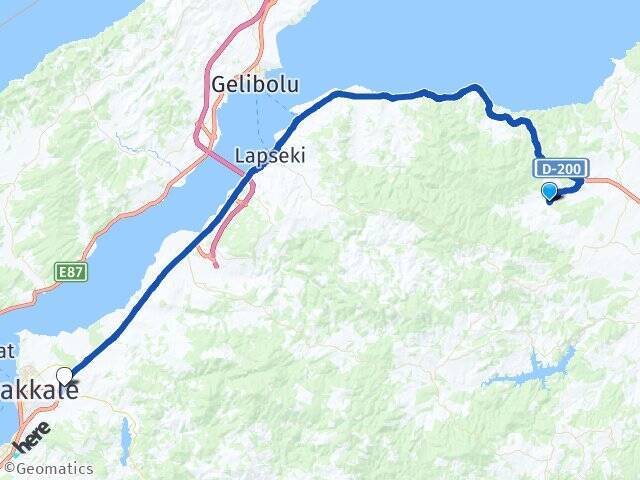 Beypınar Çanakkale Otogarı Arası Kaç Km - Yol Tarifi