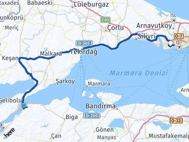 Lapseki Feribot İskelesi Cihangir Arası Kaç Km - Yol Tarifi