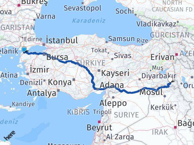 Çanakkale Lapseki Hakkari Arası Kaç Km - Yol Haritası