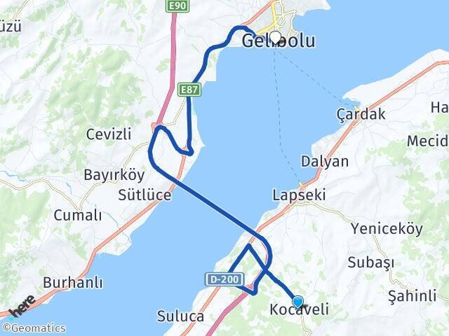 Kocaveli Gelibolu Feribot Terminali Arası Kaç Km - Yol Tarifi