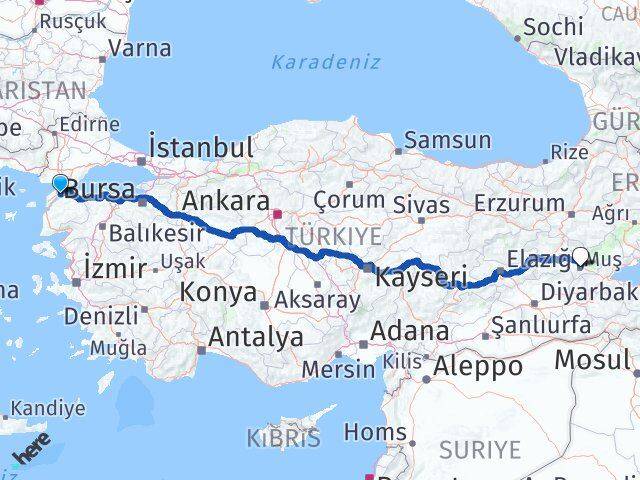 Çanakkale Lapseki Muş Arası Kaç Km - Yol Haritası