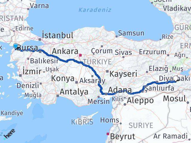 Çanakkale Lapseki Siirt Arası Kaç Km - Yol Haritası