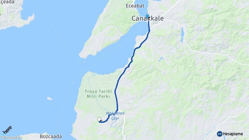Çanakkale Mahmudiye Ezine Arası Kaç Km - Yol Haritası
