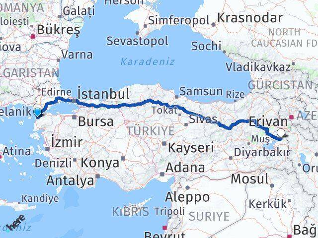 Çanakkale Muradiye Van Arası Kaç Km - Yol Haritası