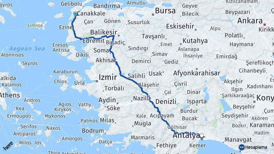 Çanakkale Muratpaşa Arası Kaç Km - Yol Tarifi