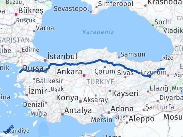 Çanakkale Pazaryolu Arası Kaç Km - Yol Tarifi