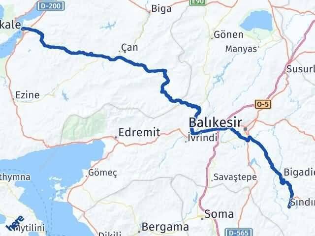 Çanakkale Sındırgı Balıkesir Arası Kaç Km - Yol Haritası