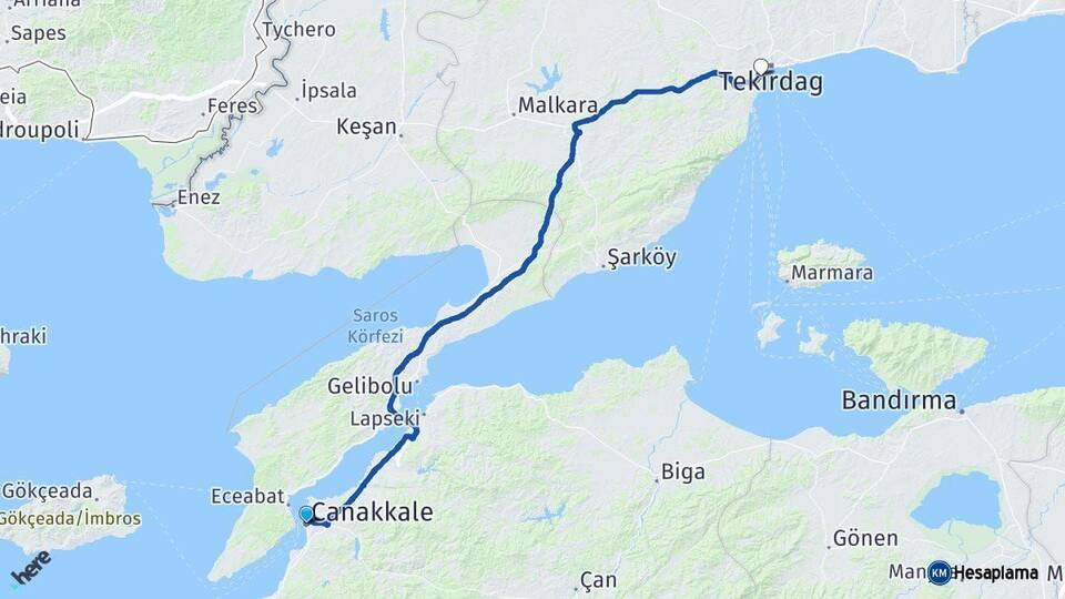 Çanakkale Süleymanpaşa Arası Kaç Km - Yol Tarifi