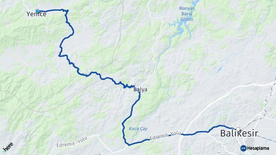 Çanakkale Yenice Balıkesir Arası Kaç Km - Yol Haritası