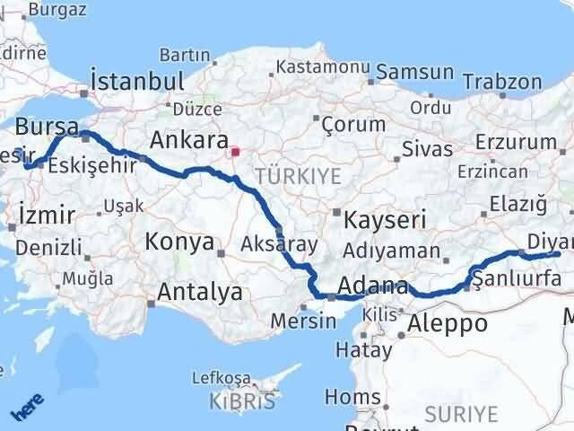 Çanakkale Yenice Batman Arası Kaç Km - Yol Haritası