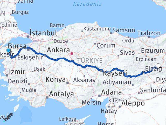 Çanakkale Yenice Bingöl Arası Kaç Km - Yol Haritası