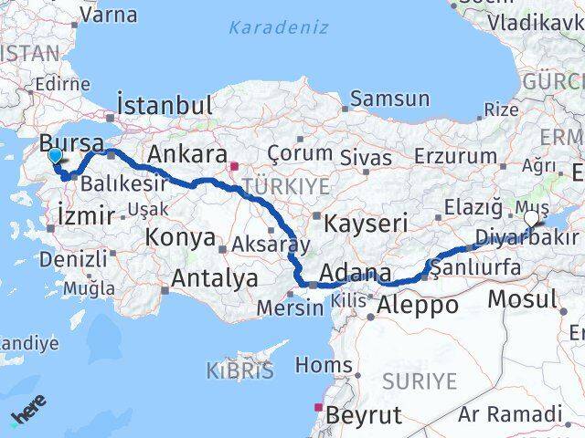 Çanakkale Yenice Bitlis Arası Kaç Km - Yol Haritası