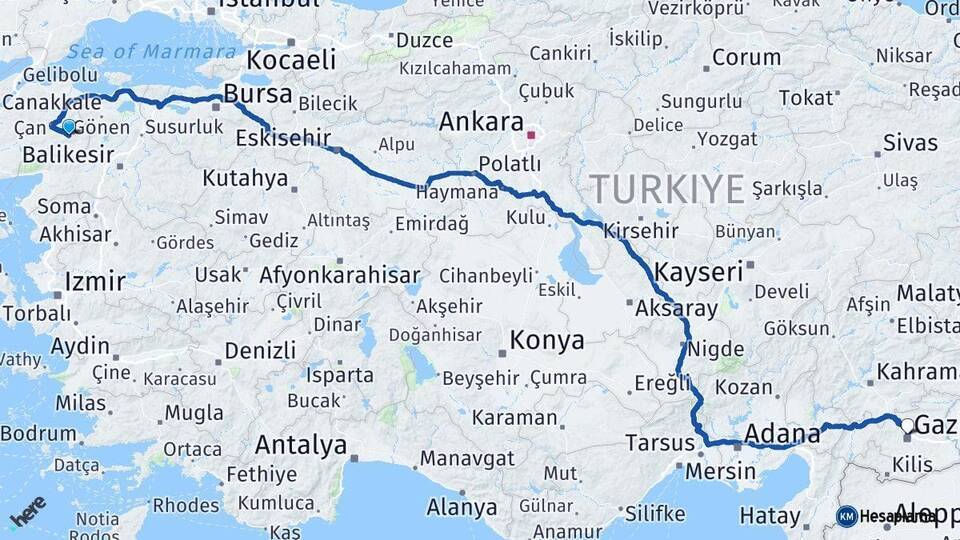 Yenice Gaziantep Arası Kaç Km - Yol Tarifi