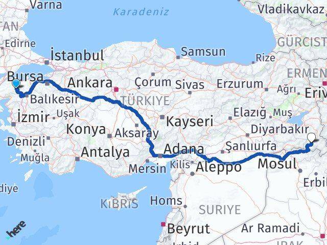 Çanakkale Yenice Hakkari Arası Kaç Km - Yol Haritası