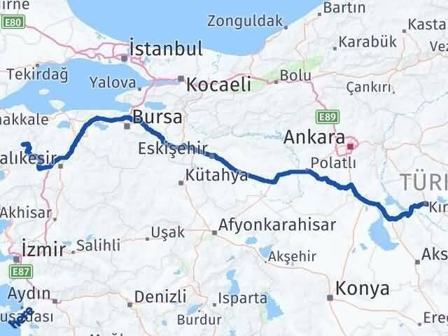 Çanakkale Yenice Kırşehir Arası Kaç Km - Yol Haritası