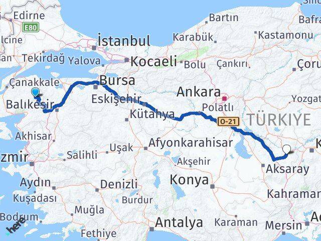 Çanakkale Yenice Nevşehir Arası Kaç Km - Yol Haritası