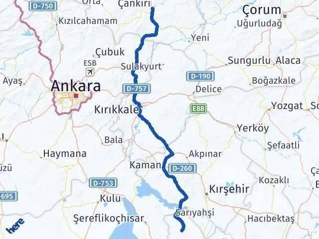 Çankırı Ağaçören Aksaray Arası Kaç Km - Yol Haritası