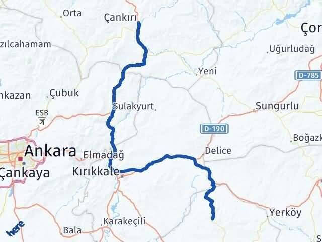 Çankırı Akçakent Kırşehir Arası Kaç Km - Yol Haritası