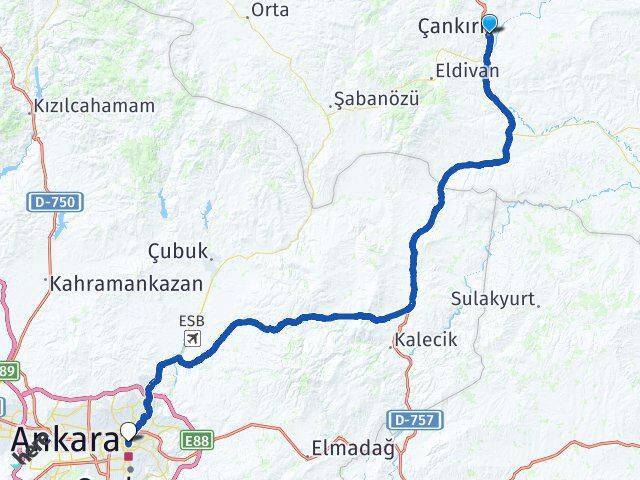 Çankırı Altındağ Arası Kaç Km - Yol Tarifi