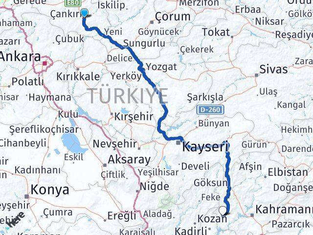 Çankırı Andırın Kahramanmaraş Arası Kaç Km - Yol Haritası