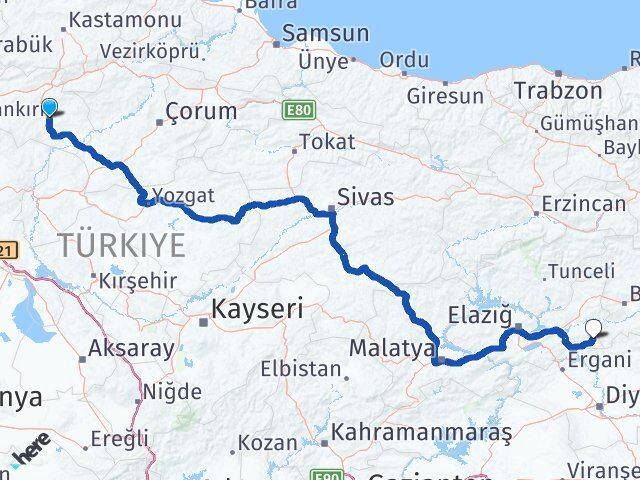 Çankırı Arıcak Elazığ Arası Kaç Km - Yol Haritası