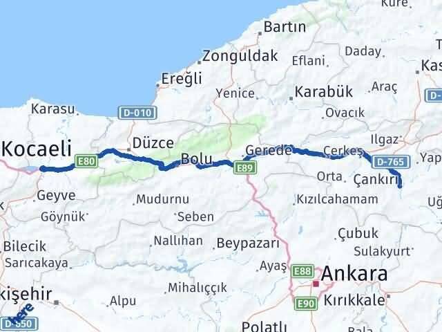 Çankırı Arifiye Sakarya Arası Kaç Km - Yol Haritası