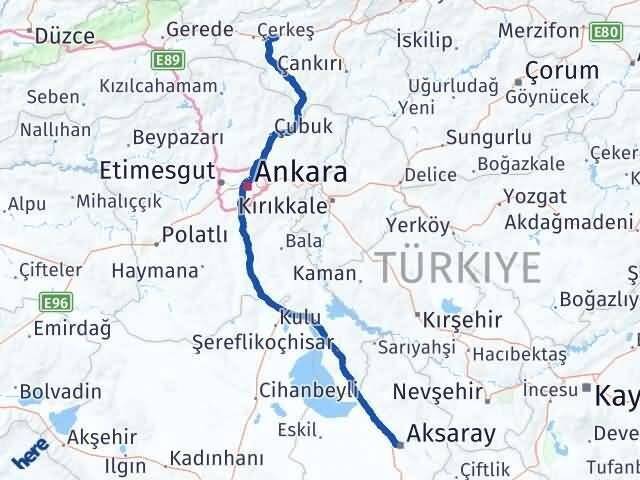 Çankırı Atkaracalar Aksaray Arası Kaç Km - Yol Haritası